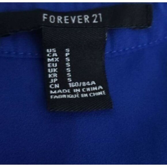 FOREVER 21 COBALT BLUE BLOUSE SZ.S EUC. - Picture 4 of 5